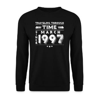 Vintage Time Travel anniversaire Design mars 1997 - Sweat-shirt Unisexe - noir - Devant - Alina (178cm) & Michal (187cm)