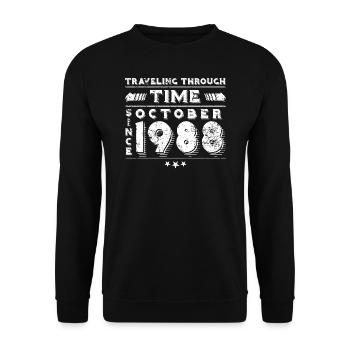 Vintage Time Travel anniversaire Design octobre 1988 - Sweat-shirt Unisexe - noir - Devant - Alina (178cm) & Michal (187cm)