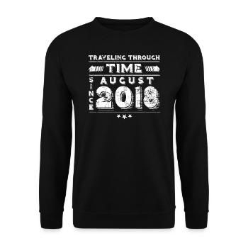 Vintage Time Travel anniversaire Design août 2018 - Sweat-shirt Unisexe - noir - Devant - Alina (178cm) & Michal (187cm)