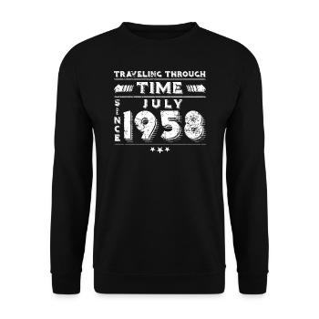 Vintage Time Travel anniversaire Design juillet 1958 - Sweat-shirt Unisexe - noir - Devant - Alina (178cm) & Michal (187cm)