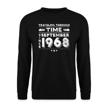 Vintage Time Travel Birthday Design September 196 - Unisex Sweatshirt - black - Front - Alina (178cm) & Michal (187cm)