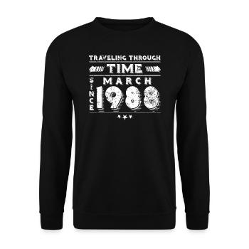 Vintage Time Travel anniversaire Design mars 1988 - Sweat-shirt Unisexe - noir - Devant - Alina (178cm) & Michal (187cm)