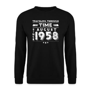 Vintage Zeitreise Geburtstags Design August 1958 - Unisex Pullover - Schwarz - Vorne - Alina (178cm) & Michal (187cm)