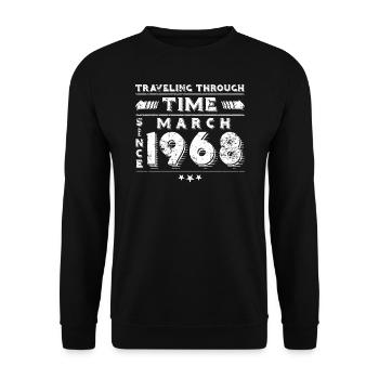 Vintage Time Travel anniversaire Design mars 1968 - Sweat-shirt Unisexe - noir - Devant - Alina (178cm) & Michal (187cm)