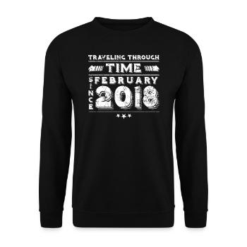 Vintage Voyage dans le Temps Anniversaire Design Février 2018 - Sweat-shirt Unisexe - noir - Devant - Alina (178cm) & Michal (187cm)