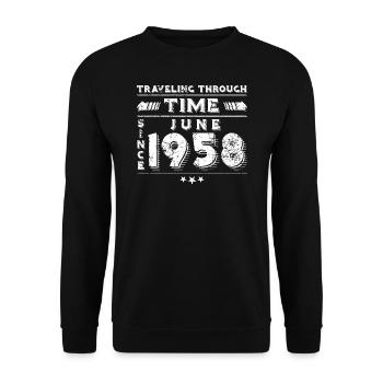 Vintage Time Travel anniversaire Design juin 1958 - Sweat-shirt Unisexe - noir - Devant - Alina (178cm) & Michal (187cm)