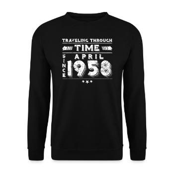 Vintage Time Travel anniversaire Design avril 1958 - Sweat-shirt Unisexe - noir - Devant - Alina (178cm) & Michal (187cm)