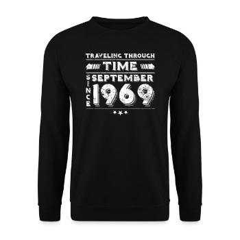 Vintage Time Travel Birthday Design September 196 - Unisex Sweatshirt - black - Front - Alina (178cm) & Michal (187cm)