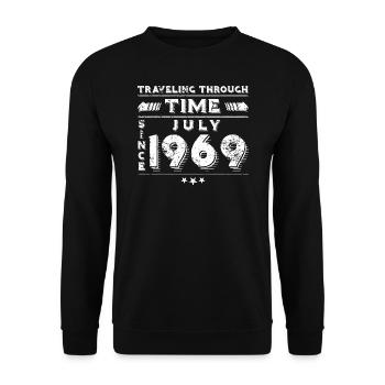Vintage Zeitreise Geburtstags Design Juli 1969 - Unisex Pullover - Schwarz - Vorne - Alina (178cm) & Michal (187cm)