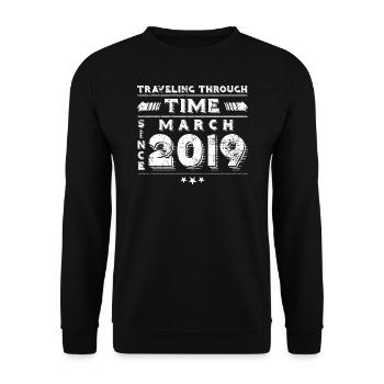 Vintage Zeitreise Geburtstags Design März 2019 - Unisex Pullover - Schwarz - Vorne - Alina (178cm) & Michal (187cm)