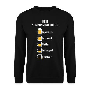 Mein Stimmungsbarometer (Bier / V2 / NEG) - Unisex Pullover - Schwarz - Vorne - Alina (178cm) & Michal (187cm)