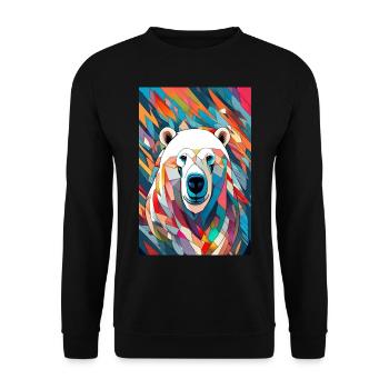 Eisbär Polarbär Bunt - Unisex Pullover - Schwarz - Vorne - Alina (178cm) & Michal (187cm)