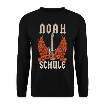 Schulkind Noah Ich Rocke Jetzt Die Einschulung - Unisex Pullover - Schwarz - Vorne - Alina (178cm) & Michal (187cm)