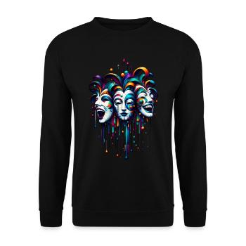 Maskenspiel - Mask play - Unisex Pullover - Schwarz - Vorne - Alina (178cm) & Michal (187cm)
