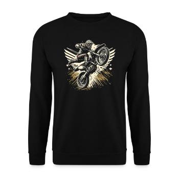 Retro Motocross Gift - Vintage Dirt Bike - Unisex Sweatshirt - black - Front - Alina (178cm) & Michal (187cm)