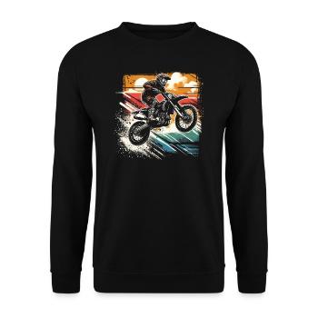 Retro Motocross Gift - Vintage Dirt Bike - Unisex Sweatshirt - black - Front - Alina (178cm) & Michal (187cm)