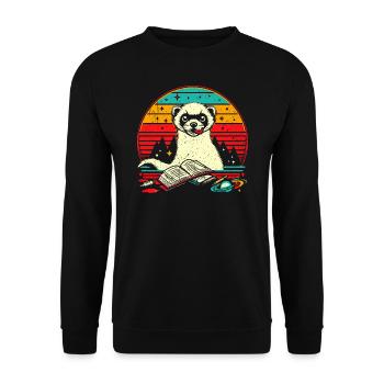 Funny Ferret Gift - Unisex Sweatshirt - black - Front - Alina (178cm) & Michal (187cm)