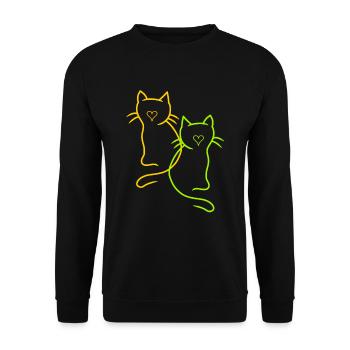 Vintage Katzen Retro Herz - Unisex Pullover - Schwarz - Vorne - Alina (178cm) & Michal (187cm)