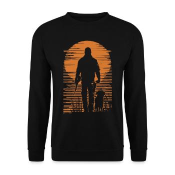 Chasse chasse avec chien rétro vintage - Sweat-shirt Unisexe - noir - Devant - Alina (178cm) & Michal (187cm)