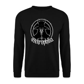 Pest Liebe Rabenmaske - Unisex Pullover - Schwarz - Vorne - Alina (178cm) & Michal (187cm)