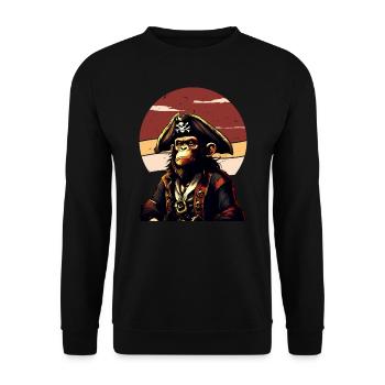 Capitaine Bande Dessinée Singe Pirate Caraïbes - Sweat-shirt Unisexe - noir - Devant - Alina (178cm) & Michal (187cm)