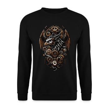 STEAMPUNK EAGLE - Unisex Sweatshirt - black - Front - Alina (178cm) & Michal (187cm)