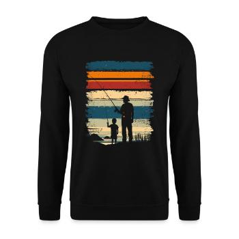 Father And Son Fishing Fishing - Unisex Sweatshirt - black - Front - Alina (178cm) & Michal (187cm)