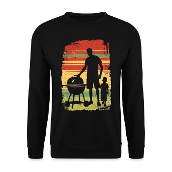 Père et fils griller BBQ Fête des pères - Sweat-shirt Unisexe - noir - Devant - Alina (178cm) & Michal (187cm)