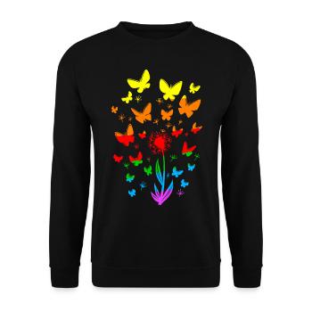 LGBT Blumen Frühling Schmetterlinge Natur - Unisex Pullover - Schwarz - Vorne - Alina (178cm) & Michal (187cm)