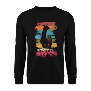 Llama Alpaca Vintage Just a Girl who loves Llamas - Unisex Sweatshirt - black - Front - Alina (178cm) & Michal (187cm)