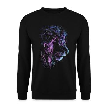 Lion Colorful Lion Head Neon Colorful Predator Art - Unisex Sweatshirt - black - Front - Alina (178cm) & Michal (187cm)