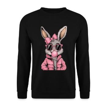 Cool bunny with sunglasses and chewing gum - Unisex Sweatshirt - black - Front - Alina (178cm) & Michal (187cm)