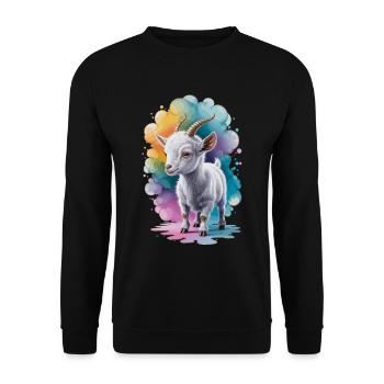Colorful Baby Goat – Cute & Playful Design - Unisex Sweatshirt - black - Front - Alina (178cm) & Michal (187cm)