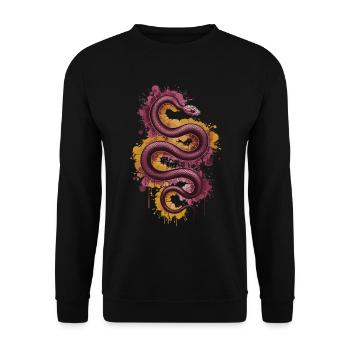 Elegant Snake Watercolor Wildlife Design - Unisex Sweatshirt - black - Front - Alina (178cm) & Michal (187cm)