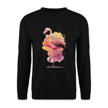 Aquarelle Flamingo – Design artistique de la nature - Sweat-shirt Unisexe - noir - Devant - Alina (178cm) & Michal (187cm)