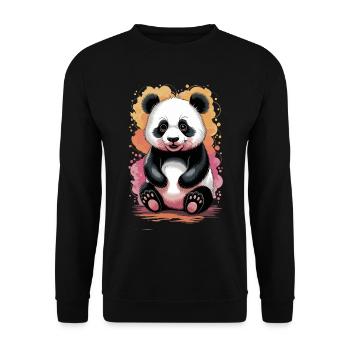 Panda aquarelle – Design artistique de la nature - Sweat-shirt Unisexe - noir - Devant - Alina (178cm) & Michal (187cm)