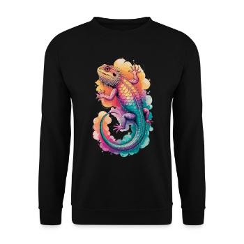 Aquarelle Dragon barbu – Reptile artistique - Sweat-shirt Unisexe - noir - Devant - Alina (178cm) & Michal (187cm)