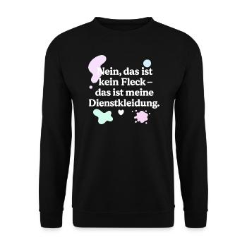 Das ist kein Fleck! (weiß & bunt) - Unisex Pullover - Schwarz - Vorne - Alina (178cm) & Michal (187cm)