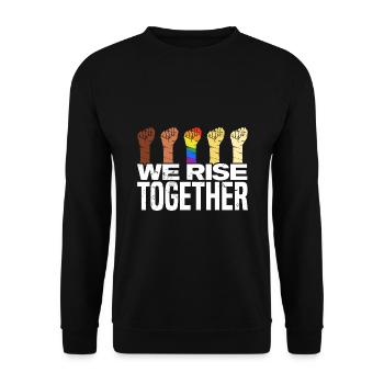 We Rise Together Bisexual Gay Trans Queer Lgbtq Ra - Unisex Pullover - Schwarz - Vorne - Alina (178cm) & Michal (187cm)