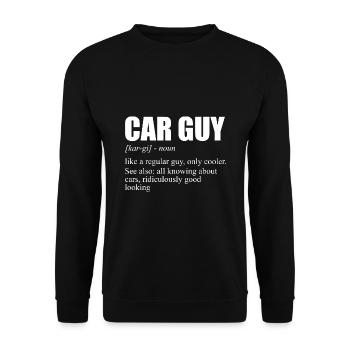 Car Guy Noun Definition Car Enthusiast Motorsport - Unisex Pullover - Schwarz - Vorne - Alina (178cm) & Michal (187cm)