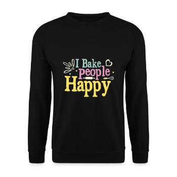 Ich backe Menschen glücklich backen Brot Konditorei Bäcker - Unisex Pullover - Schwarz - Vorne - Alina (178cm) & Michal (187cm)