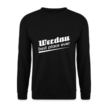 Werdau - Stadt best place ever - Unisex Pullover - Schwarz - Vorne - Alina (178cm) & Michal (187cm)