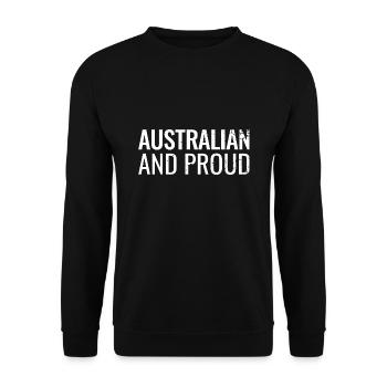 Australian And Proud Australische Australien - Unisex Pullover - Schwarz - Vorne - Alina (178cm) & Michal (187cm)