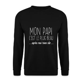 Mon papi c'est le plus beau après moi bien sûr - Sweat-shirt Unisexe - noir - Devant - Alina (178cm) & Michal (187cm)