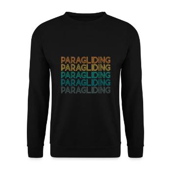 Retro Graphic Paragliding Paraglider Parachute Sky - Unisex Pullover - Schwarz - Vorne - Alina (178cm) & Michal (187cm)