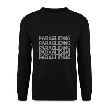 Retro Graphic Paragliding Paraglider Parachute Sky - Unisex Pullover - Schwarz - Vorne - Alina (178cm) & Michal (187cm)