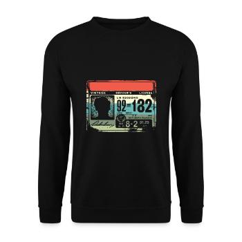 Retro-Führerschein Fahrschule Prüfung Fahrer - Unisex Pullover - Schwarz - Vorne - Alina (178cm) & Michal (187cm)