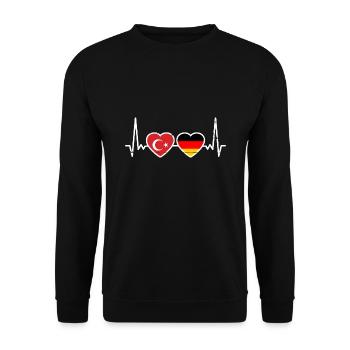 Türkei Deutschland Herzschlag Türkisch Deutsch - Unisex Pullover - Schwarz - Vorne - Alina (178cm) & Michal (187cm)