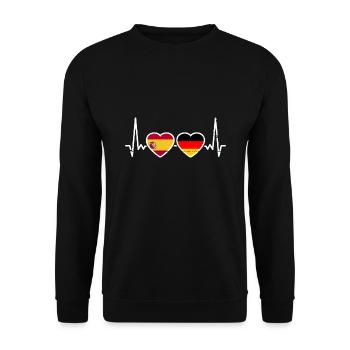 Spanien Deutschland Flagge Spanisch Deutsch - Unisex Pullover - Schwarz - Vorne - Alina (178cm) & Michal (187cm)