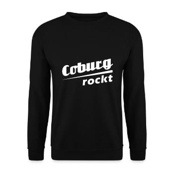 Coburg rockt - Textdesign mit Stadtnamen - Unisex Pullover - Schwarz - Vorne - Alina (178cm) & Michal (187cm)